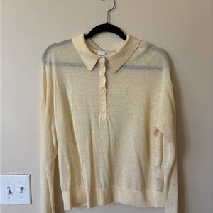Banana Republic Light Yellow Polo Button Sweater